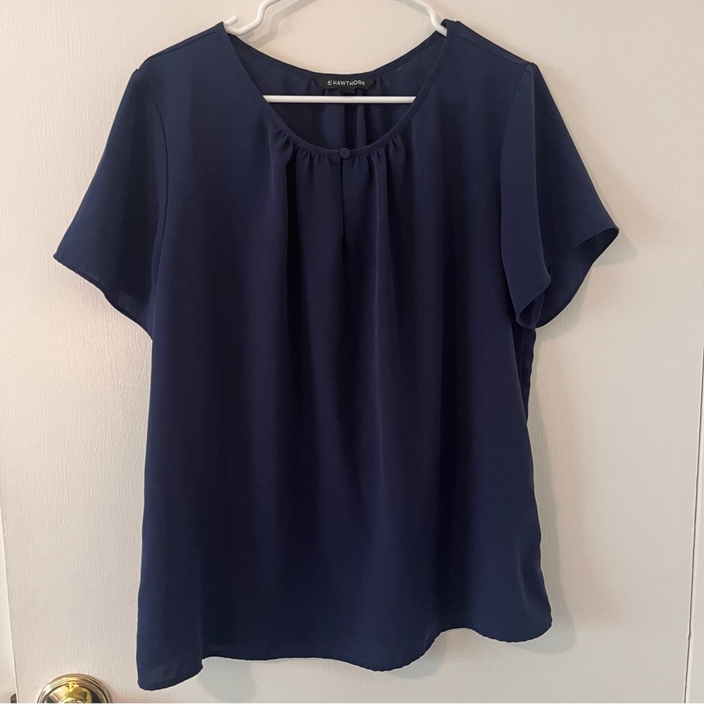 41 Hawthorn Navy Blue Short Sleeve Blouse Extra Large